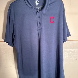 Cleveland Guardians Mens XL ‘47 Brand Navy Golf Polo Shirt Short Sleeve Indians